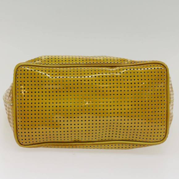 FENDI punching Hand Bag Patent leather Yellow Auth yk8587 - Picture 5 of 16